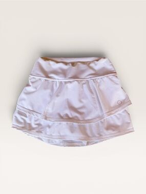 Girls White Athletic Skort with Built-In Shorts
